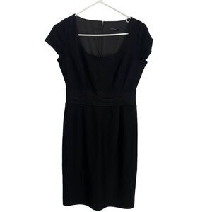 Banana Republic Black Sheath Lined Wool Cap Short Sleeve Dress Sz 2
